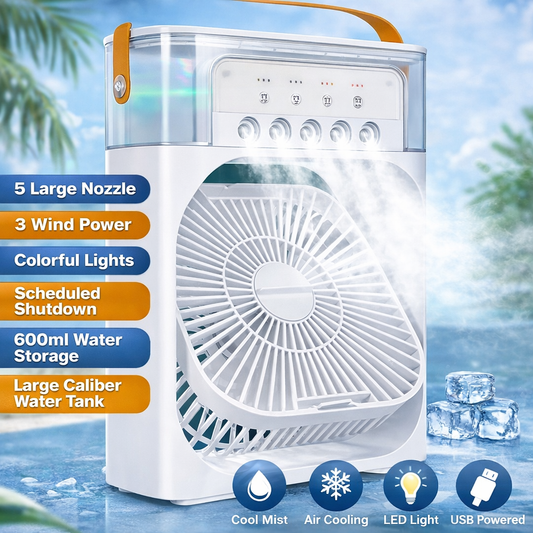 Portable Air Cooler Fan – USB Mist & LED Light