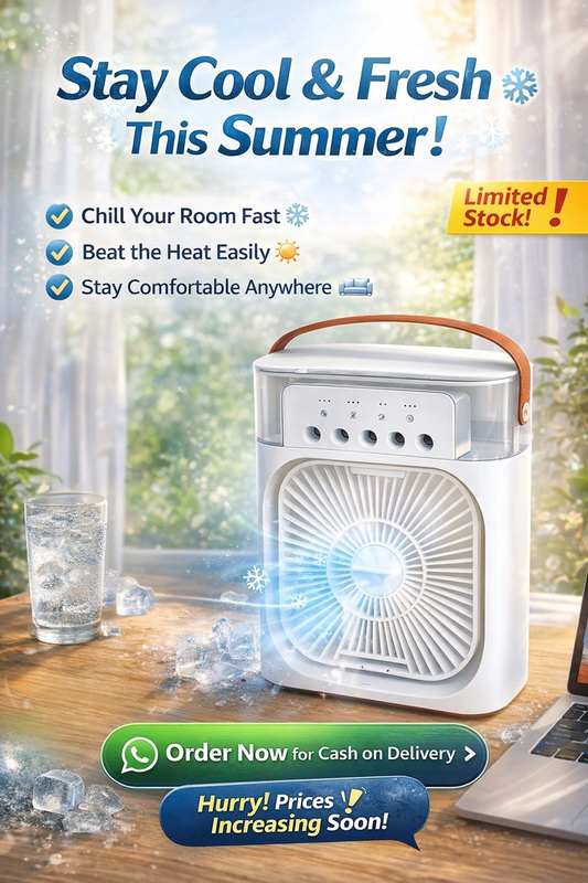 Portable Air Cooler Fan – USB Mist & LED Light